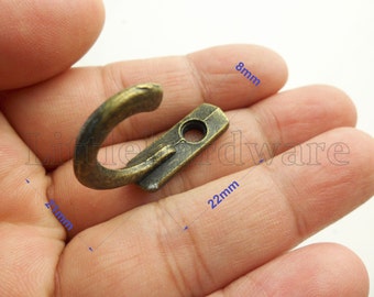 5 pcs mini key hanger,Robe Hooks,key hooks,furniture hardware hook,decorative hooks,hat hooks with enough screws - 22mmX8mm - in 3 colors