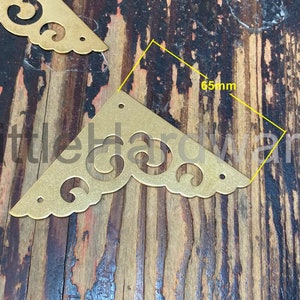 2 pcs brass made golden color metal decorative corner bracket for chest case box - 65mmX65mm