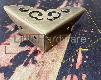 4 pcs solid brass corner/ornate brass corners/brass corner bracket/decorative corners/brass hardware - 50mm length