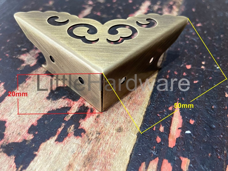 4 pcs solid brass corner/ornate brass corners/brass corner bracket/decorative corners/brass hardware 50mm length image 2