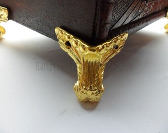 4 pcs Chinese old style vintage 38mm X35mm metal box Feet GOLDEN OWL for box Corner corner protection decorative corner guards #BF0013