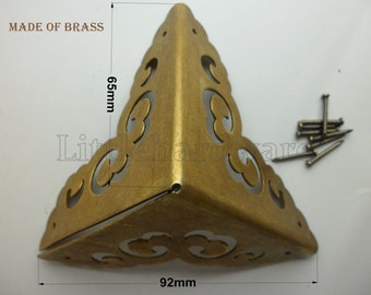 One Pair Of Anti Brass ornate corners/table corner/desk corner/brass edges/Brass box corners/cabinet corner/  - Square edge 65 mm