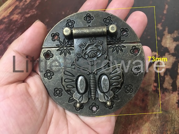 Diameter 73mm Antique Brass Butterfly Small Box Hardware Jewelry Box Latch  Gift Boxes Latches Chest Hardware Wooden Boxes Making 