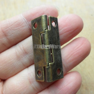 10 Pcs rectangle 90 degree stop hinges/metal hinges/parliament hinges/ jewelry box hinges antique brass color-35mmX10mmhalf widthVH0125 image 5