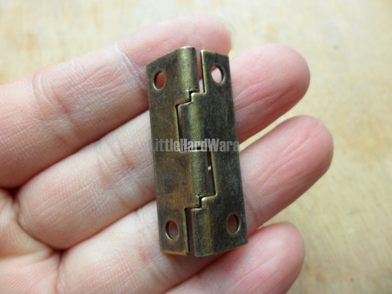 10 Pcs rectangle 90 degree stop hinges/metal hinges/parliament hinges/ jewelry box hinges antique brass color-35mmX10mmhalf widthVH0125 image 5