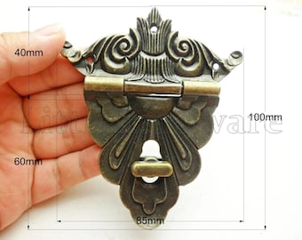 Groot formaat bronskleur slot grendel kleine doos hardware sieraden grendel geschenkdoos grendels - LC0112