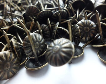 100 Pcs 10mm×15mm Decorative Rosette Floral Head Tack Nail Stud Upholstery