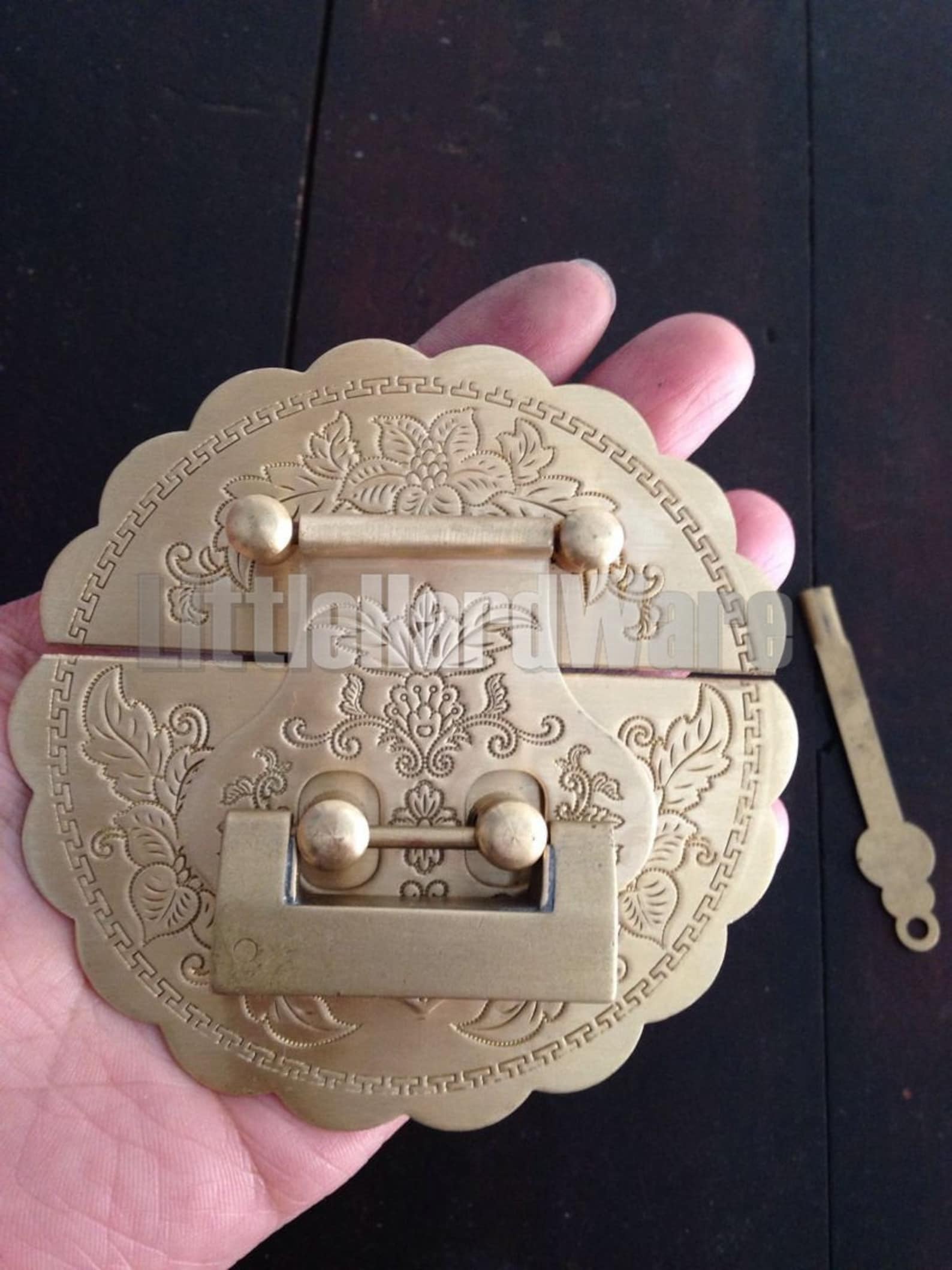 One set of brass box latch with 1 brass box lock Brass Made Etsy