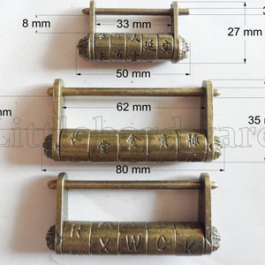 RARE Chinese Old STYLE vintage Useful PASSWORD padlock lock/key for jewelry box collocation - 3 type