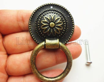 2Pcs bronze color ring pulls, drawer pull handles