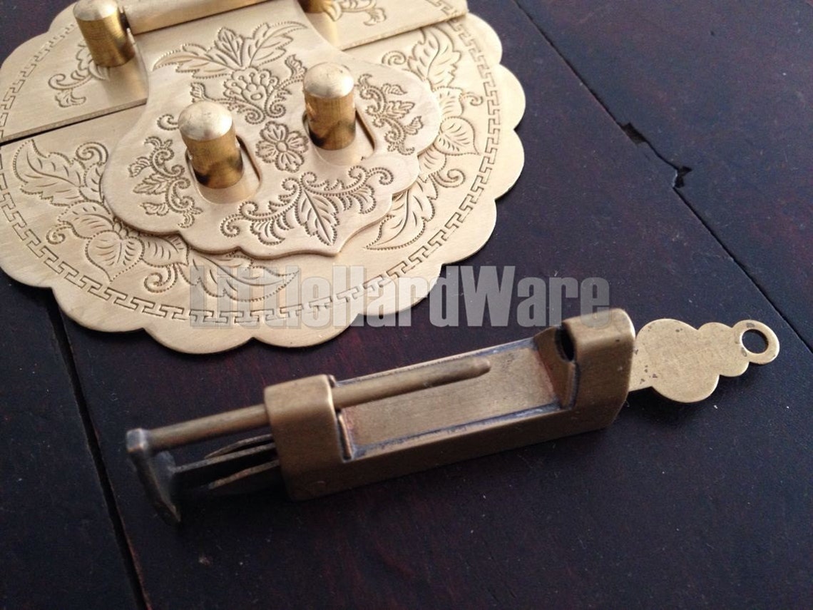 One set of brass box latch with 1 brass box lock Brass Made Etsy