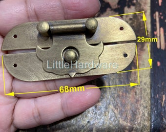 68mm x 29mm Brass Made antique brass color Classic Jewelry Box Staple Hasp Catch  / jewelry box latch / small box hardware LC0080