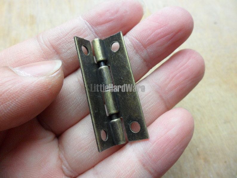 10 Pcs rectangle 90 degree stop hinges/metal hinges/parliament hinges/ jewelry box hinges antique brass color-35mmX10mmhalf widthVH0125 image 4