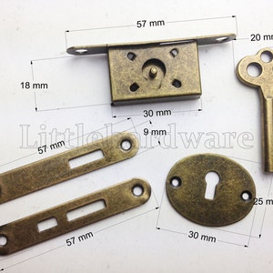 Antique Brass Plated Box Lid Plates and Key and lock for Jewelry box,Cigar Box,Humidor,Music Box DIY -LC0176