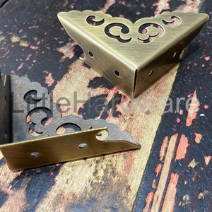 4 pcs solid brass corner/ornate brass corners/brass corner bracket/decorative corners/brass hardware 50mm length image 1