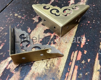 4 pcs solid brass corner/ornate brass corners/brass corner bracket/decorative corners/brass hardware - 50mm length