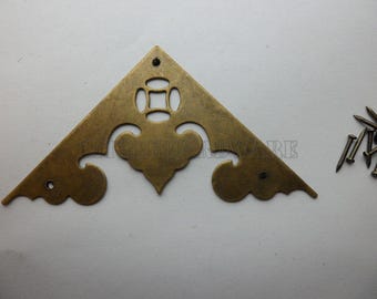 4 soportes de esquina decorativos de metal de latón de 58 mm x 58 mm, color bronce, n.° CB0056