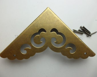 4 pcs solid brass corner/ornate brass corners/brass corner bracket/decorative corners/brass hardware - 115mm length