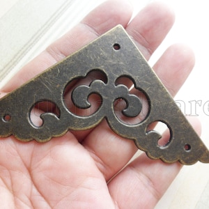 4 stuks groot formaat 65 mm bronskleur sieradendoos hoekdecoratie hoekbescherming metalen decoratieve hoekbeugel #CB0019