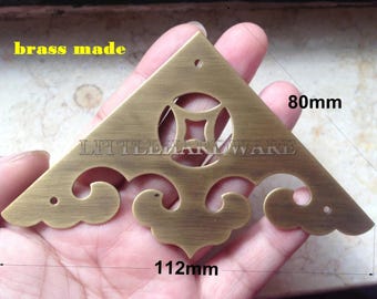 4 piezas de soporte de esquina decorativo de latón de 80 mm x 80 mm, color bronce #CB0201