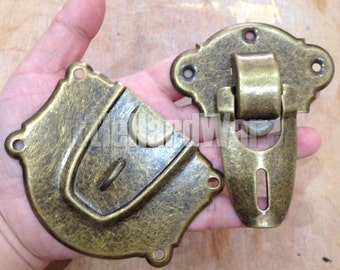 Big Leather luggage trunk Senior Hasp Catch Latch - 92mm X 118mm Antique Brass Finish -  Chest Hardware for luggage trunk #LC0111