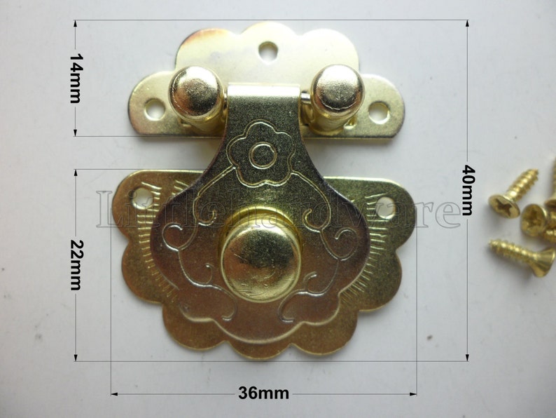 36mm x 40mm golden color plum blossom Jewelry Box Staple Hasp Catch / jewelry box latch / small box hardware LC0079 zdjęcie 1