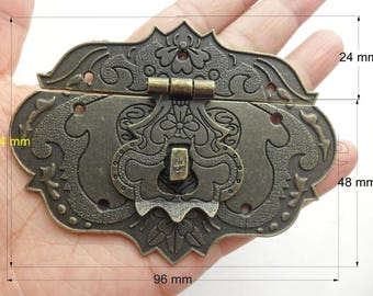 1 pc bronze color big size lock latch / box hardware / jewelry box latch / gift boxes latches - 96mmX74mm - LC0163