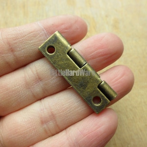 10 Pcs rectangle 90 degree stop hinges/metal hinges/parliament hinges/ jewelry box hinges antique brass color-35mmX10mmhalf widthVH0125 image 3