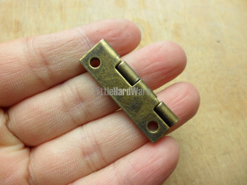 10 Pcs rectangle 90 degree stop hinges/metal hinges/parliament hinges/ jewelry box hinges antique brass color-35mmX10mmhalf widthVH0125 image 3