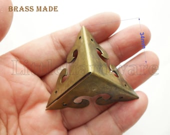 4 pcs solid brass corner/ornate brass corners/brass corner bracket/decorative corners/brass hardware - 34mm length