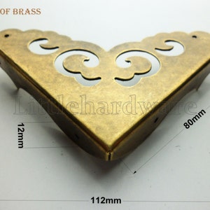 A Pair of big solid brass corner/ornate brass corners/brass corner bracket/decorative corners/brass hardware - 3.15"(80mm) length - CB0065