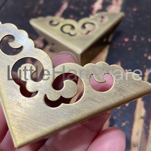 4 pcs solid brass corner/ornate brass corners/brass corner bracket/decorative corners/brass hardware 50mm length image 5