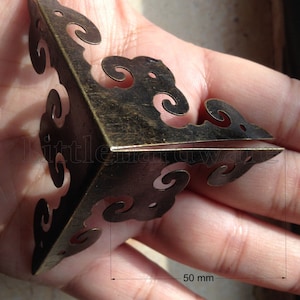 4 pcs bronze color decorative corner bracket for chest case box,desk,camphorwood box- 50mm x 50mm - CB0192