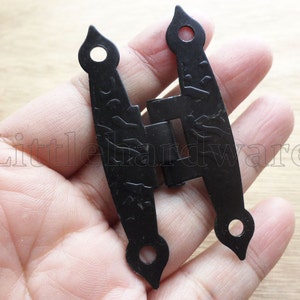 2 Stück schwarze Metall Scharniere in H-Form VH0118