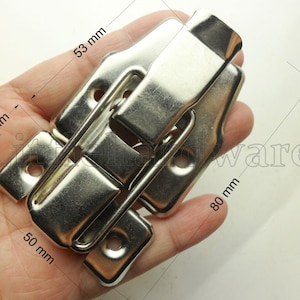 1 pcs big size silver color hasp catch, box latches,hasp, gift box buckle - 80mmX50mm - LC0157
