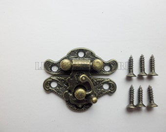 23mmX28mm antique Brass Jewelry Box Staple Hasp Catch small box hardware jewelry box latch wooden boxes making LC0052