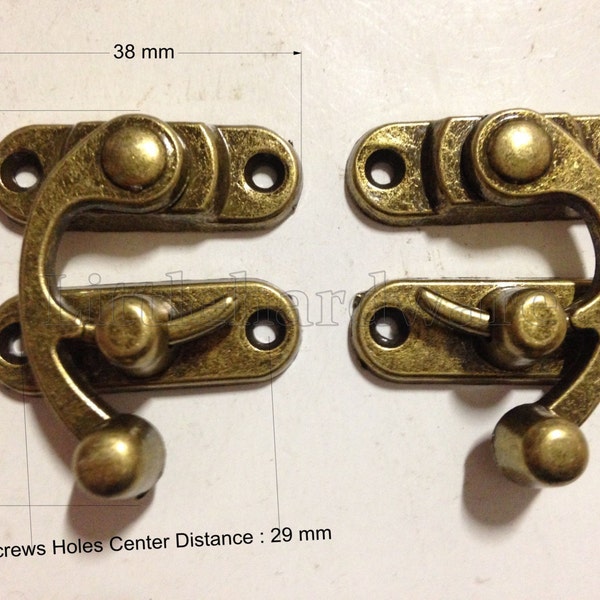 Two Type High quality Big Antique Brass Color thick vintage Ox horn buckle/ box latch/ box catch hasp/ latch hook / gift box buckle LC0180