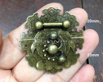 Diameter 43 mm vintage Auspicious lace swing latch catch,bronze Jewelry Box Staple Hasp Catch,jewelry box latches,small box hardware -LC0198