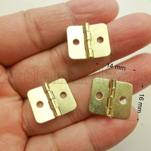 10 Pcs golden Color metal mini hinges parliament hinges jewelry box hinges decorative hinges - 14mm X 16mm - VH0108