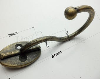 1 Pc 81mm X 18mm bronze color furniture hardware hook with enough screws