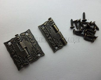 10個 26mmX23mm ヒンジ、パーラメントヒンジ、ジュエリーボックスヒンジ、装飾ヒンジ VH0028