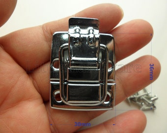 30mm x 36mm silver color box latch / Jewelry Box Staple Hasp Catch / jewelry box latch / small box hardware LC0076