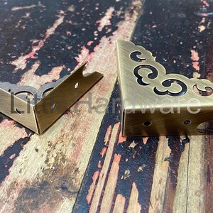 4 pcs solid brass corner/ornate brass corners/brass corner bracket/decorative corners/brass hardware 50mm length image 3