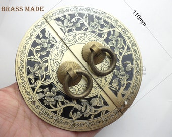 Brass Made beautiful Chinese vintage Courtly classical cabinet doors latch ,hasp  - 110mmX55mm (2 HALF Piece) - DP0243