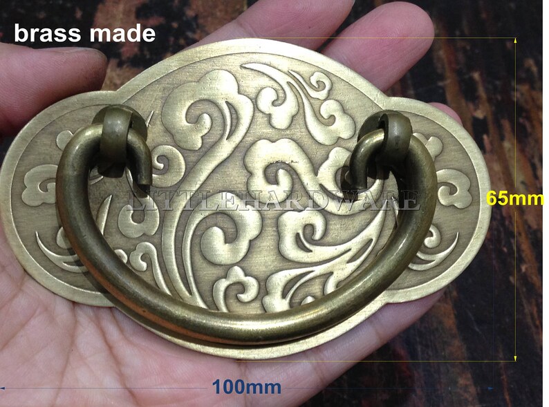 High Quality 4 Oval Antique Brass Drawer Pulls Classic Etsy