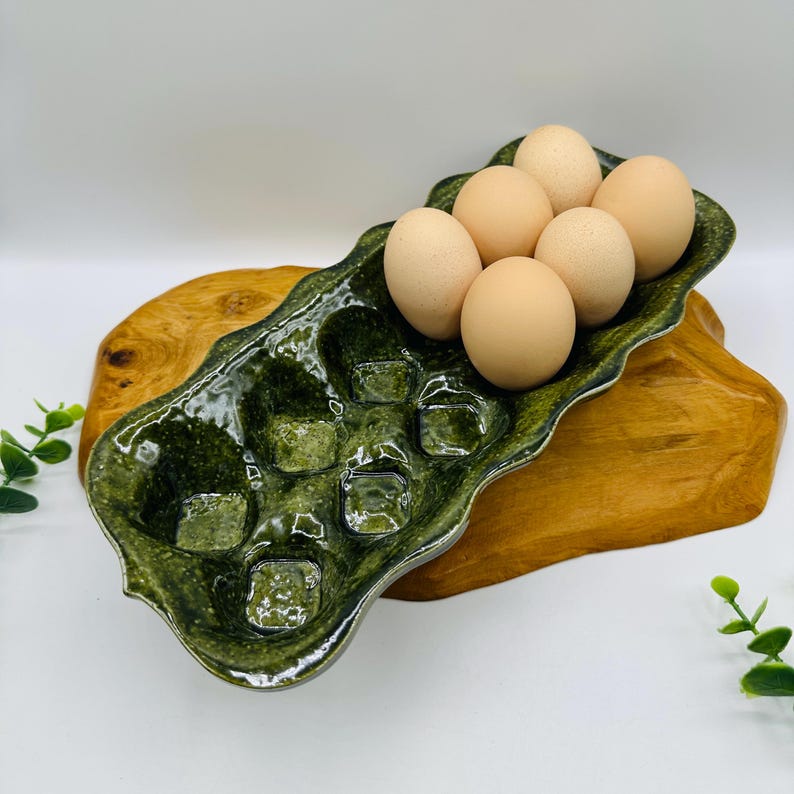 Ceramic Egg Storage Tray: Backyard Chickens Kitchen Decor
