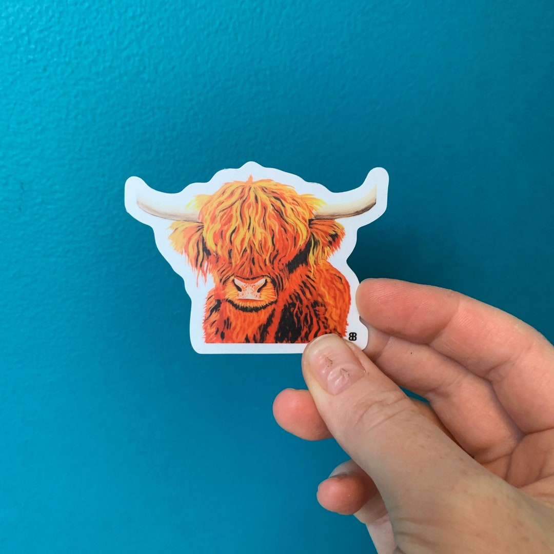 Highland Cow Sticker: Waterproof Vinyl Decal - Etsy