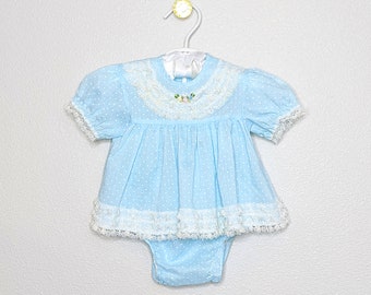 Vintage baby dress, Vintage blue dress, 6-9 mo baby dress, Vintage baby clothes, Vintage Easter dress, Easter baby dress, blue baby dress,