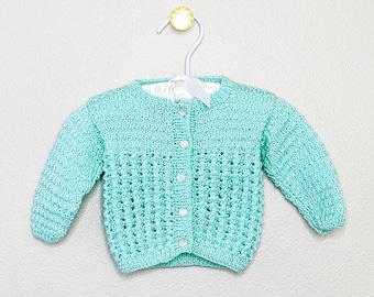 Vintage baby sweater, green baby sweater, green sweater, vintage sweater, vintage baby clothes, size 9 mo sweater, Easter baby sweater