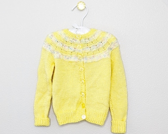 Vintage baby sweater, yellow baby sweater, yellow sweater, vintage sweater, vintage baby clothes, size 18 mo sweater, Easter baby sweater